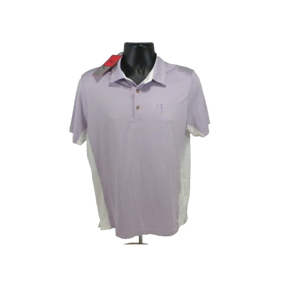 Short Par 4 Polo Shirt Mens M Soft Violet Whitfield Golf Performance Quick Dry - Picture 2 of 15